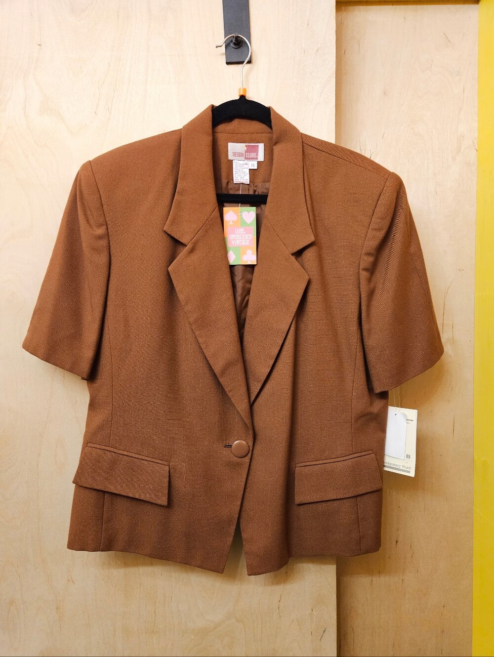 80s Deadstock Brown Short Sleeve Blazer Jacket